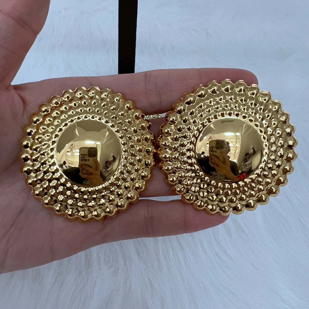 Ensemble de bijoux de Dubaï pour femme, collier et boucles d'oreilles pendentif perles rondes, bijoux plaqués or pour mariages, cadeau accessoire de mariée