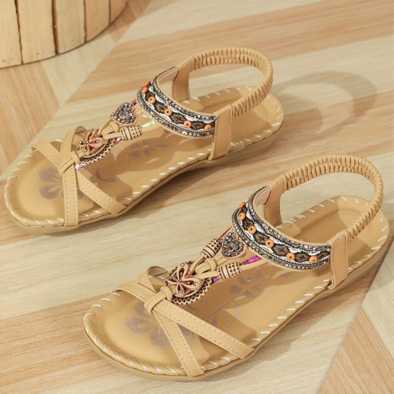 Sandali da donna Sandali estivi stile Boemia Donna Fondo morbido Sandali con tacco basso Scarpe da donna Scarpe antiscivolo Calzature estive