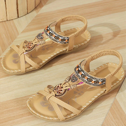Sandali da donna Sandali estivi stile Boemia Donna Fondo morbido Sandali con tacco basso Scarpe da donna Scarpe antiscivolo Calzature estive