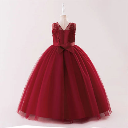 Abiti da damigella d'onore bianchi per adolescenti Abito da cerimonia nuziale per ragazza di fiore in pizzo per bambini Abito da principessa elegante per ragazze Abiti da sera formali