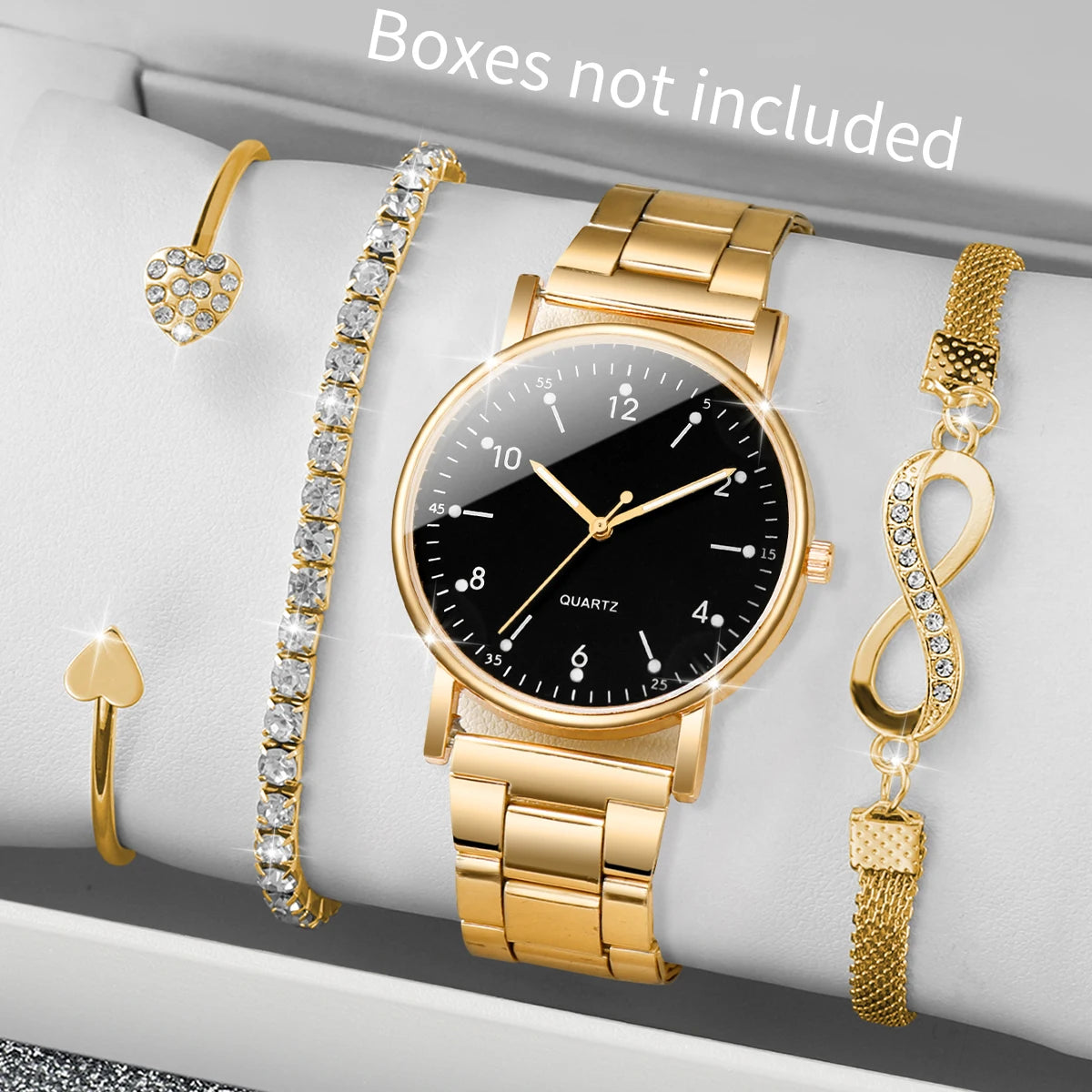 4 pezzi/set moda quadrante arabo orologi da donna orologio da polso al quarzo da donna braccialetti con strass set Reloj Mujer (senza scatola)