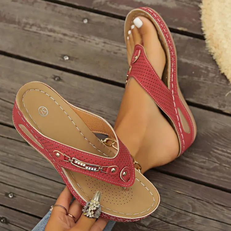 Sandales Orthopédiques d'Été pour Femmes, Nouvelles Tongs Orthopédiques avec Support de Voûte Plantaire, Claquettes à Semelle Épaisse Antidérapante pour Usage Quotidien et Plage