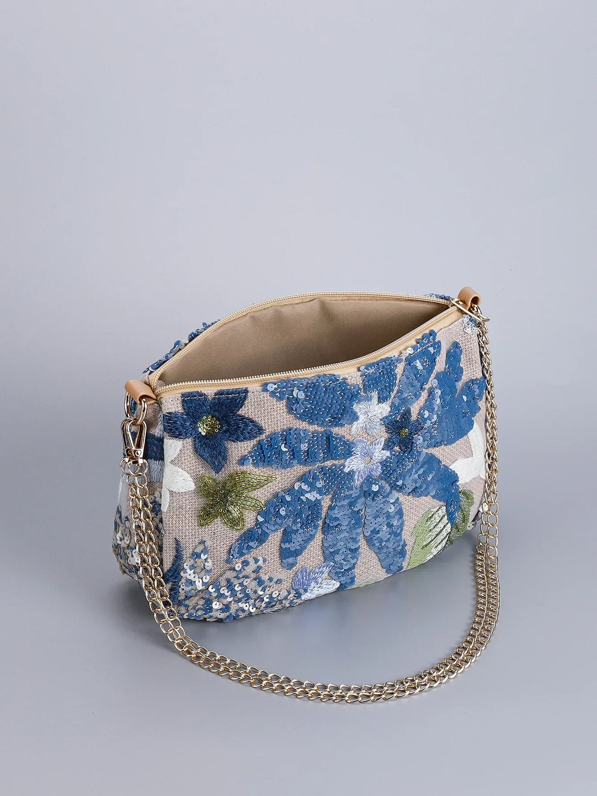 Borse a tracolla da donna con ricamo floreale carino Catene con paillettes alla moda Borsa a tracolla Borsa da spiaggia casual estiva Borsa e portamonete Hobos