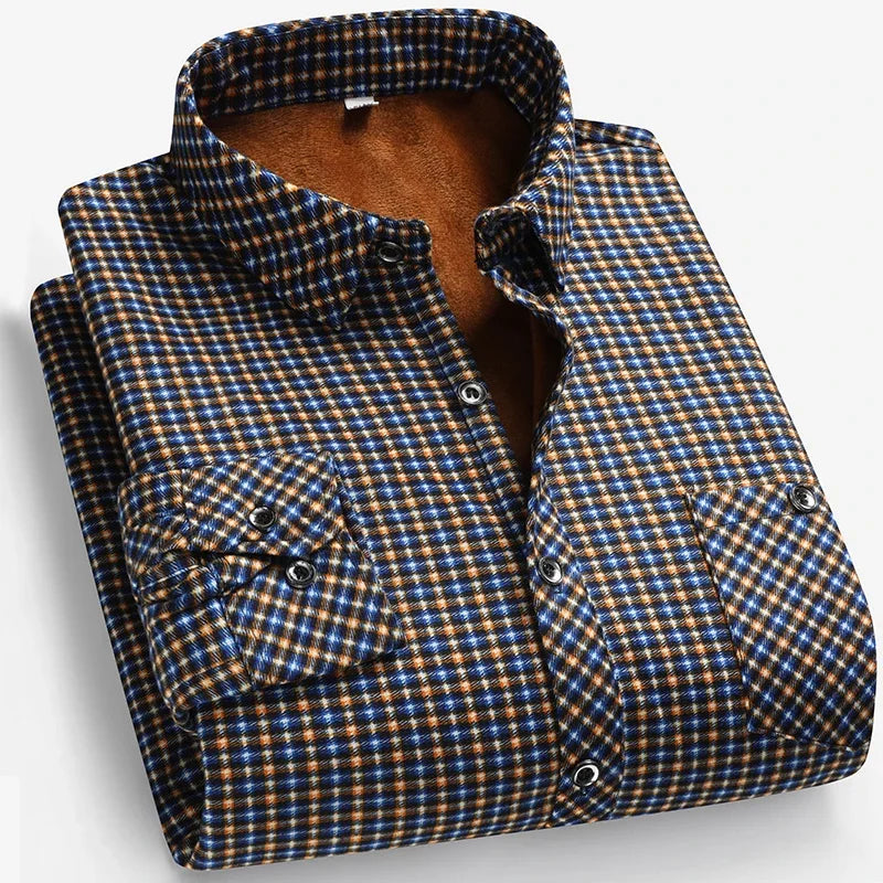 Camicia a maniche lunghe da uomo in pile per autunno/inverno 2026, elegante, casual, comoda, non stirabile, versatile