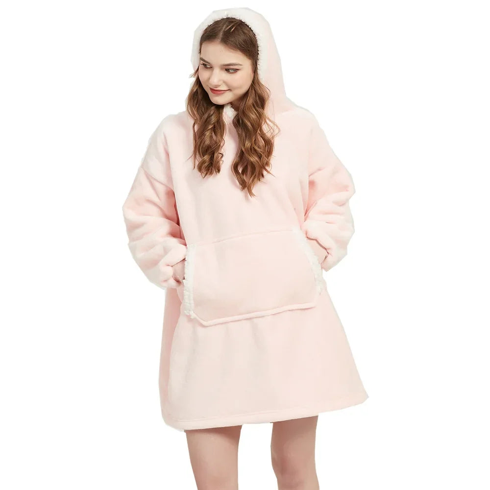 Coperte indossabili invernali Coperta morbida e calda Felpa con cappuccio Donna Uomo Pullover Coperte TV giganti oversize in pile