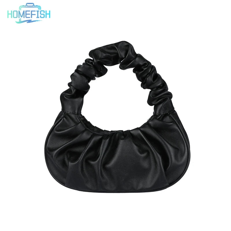 HOMEFISH Borse a tracolla a forma di nuvola in PU pieghettato alla moda per le donne Borse a tracolla per ascelle per il tempo libero Borsa per gnocchi Borse a mano per lo shopping femminile