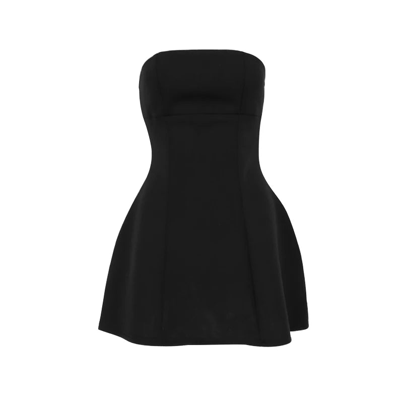 Abiti Sexy a-line da donna estate nuovo solido Sexy aderente senza maniche con spalle scoperte moda elegante Club Party Lady Dresses