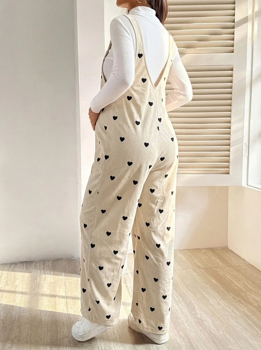 Abbigliamento Premaman per Donne in Gravidanza, Pantaloni Casual Senza Schiena in Velluto a Coste Stampato con Vita Regolabile per Autunno Inverno
