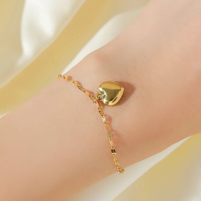 EILIECK Acciaio inossidabile 316L Cuore Amore Collana Bracciali Orecchini Set per le donne Nuovi gioielli impermeabili placcati oro 18 carati alla moda