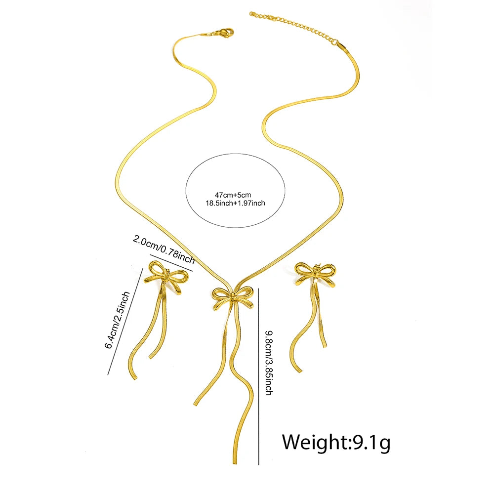 DGIDDK Collana in acciaio inossidabile Atmosfera francese Collana con colletto con nappa con fiocco delicato per gioielli da donna Regalo di compleanno per abbinamenti quotidiani