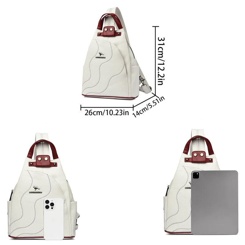 Zaini in pelle da donna Borsa da petto femminile con cerniera Zaino da viaggio Zaino da donna Mochilas Borse da scuola per ragazze adolescenti Sac A Dos