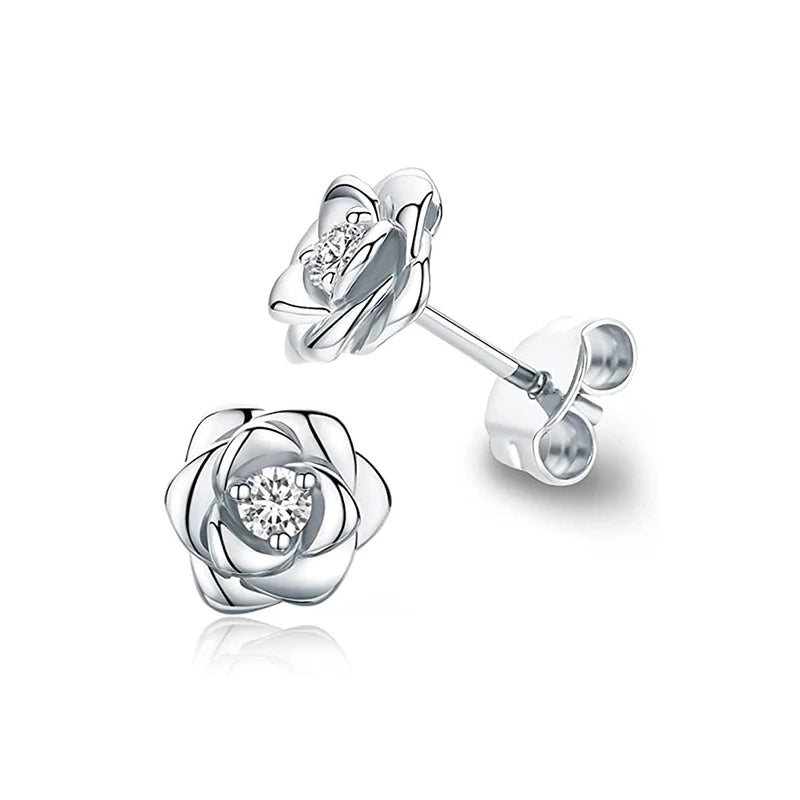 Huitan Eternity Love Orecchini Ear Stud Piercing Colore argento/Colore oro Orecchini a forma di cuore per le donne Gioielli da sposa chic