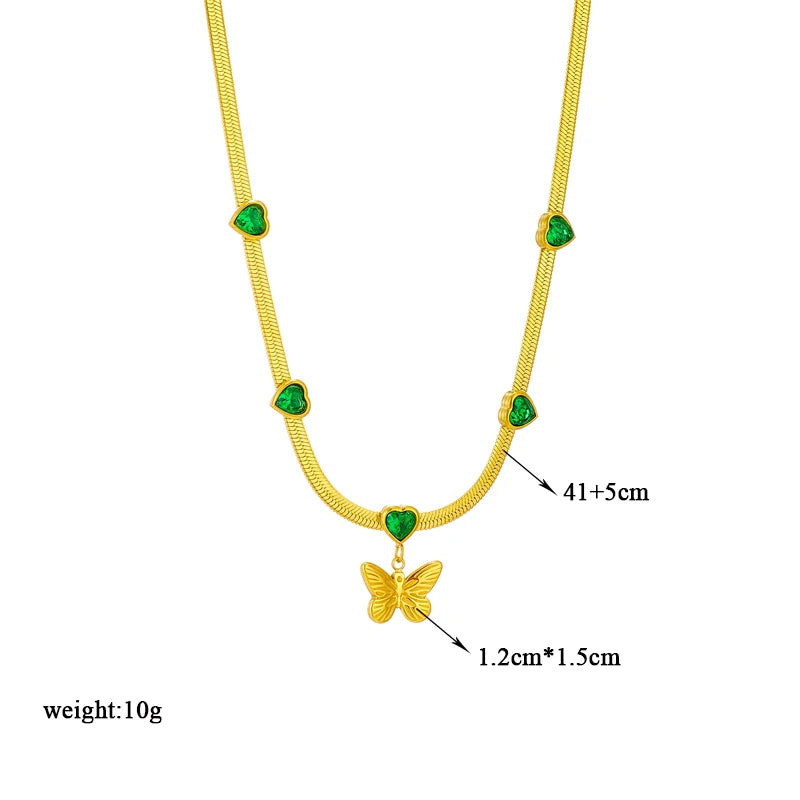 DIEYURO Collana con ciondolo occhi azzurri con serratura a forma di farfalla in acciaio inossidabile 316L per le donne Nuovi regali di gioielli con catena girocollo multistrato