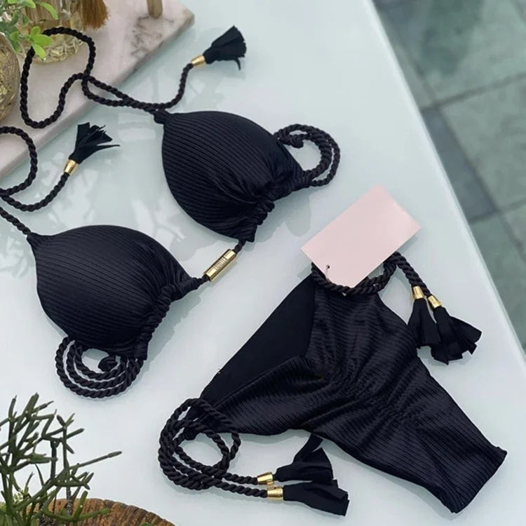 Costume da bagno donna bikini set bikini sexy con coulisse costumi da bagno leopardo due pezzi costume da bagno costume da bagno bikini con lacci biquinis