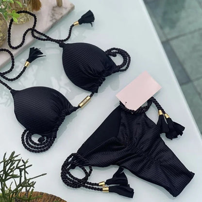 Costume da bagno donna bikini set bikini sexy con coulisse costumi da bagno leopardo due pezzi costume da bagno costume da bagno bikini con lacci biquinis