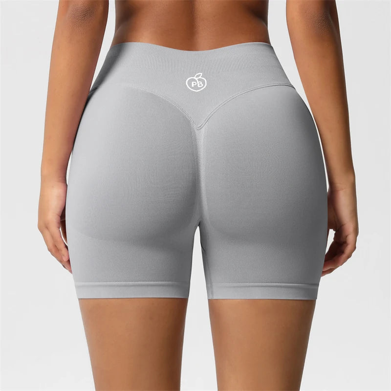 Pantaloncini sportivi modellanti a tre sezioni di vita da donna Pantaloncini sportivi senza cuciture per donna Ciclismo Jogging Fitness Vita alta Push Up