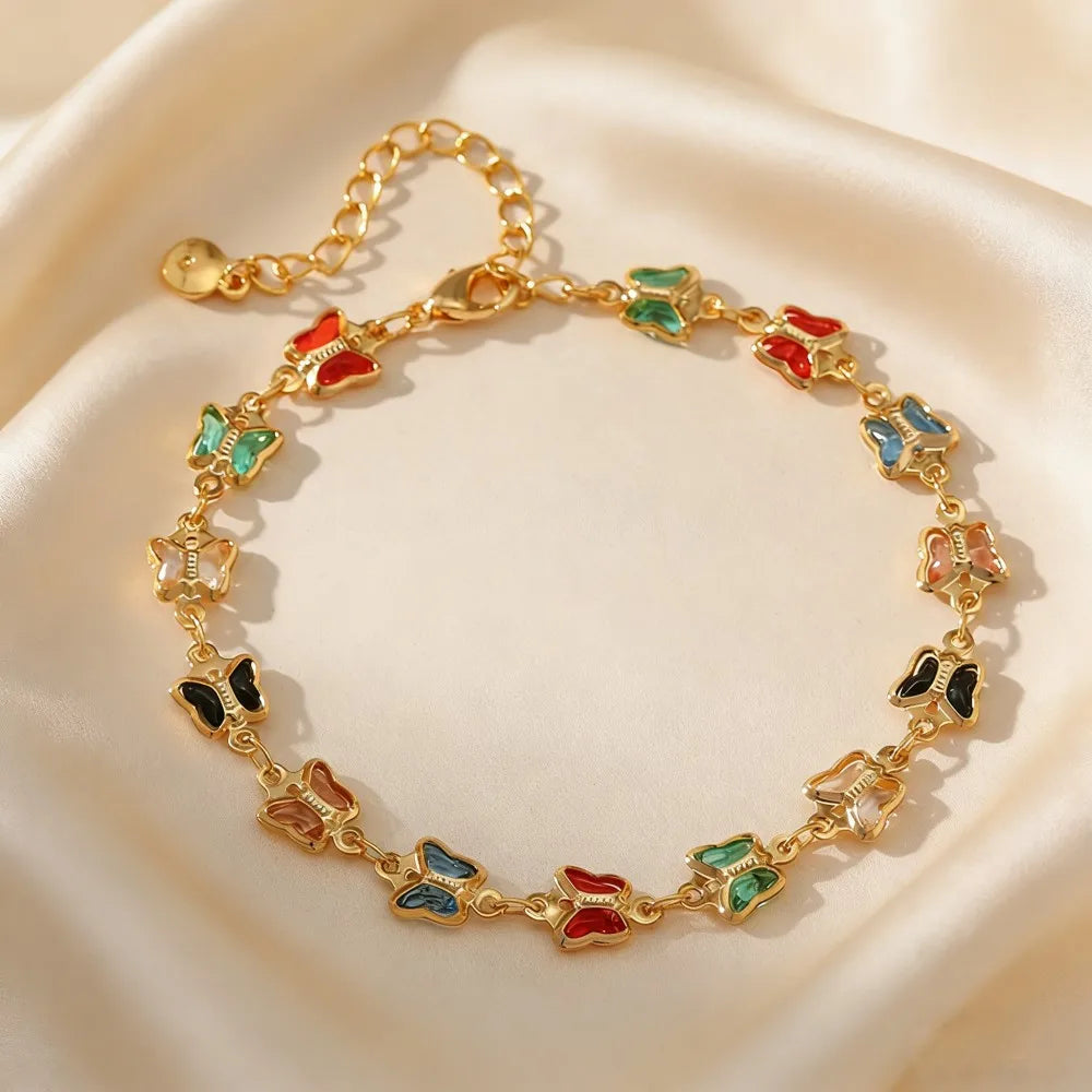 Bracciale con zirconi colorati per donna, accessorio gioiello di alta gamma, dolce e lussuoso
