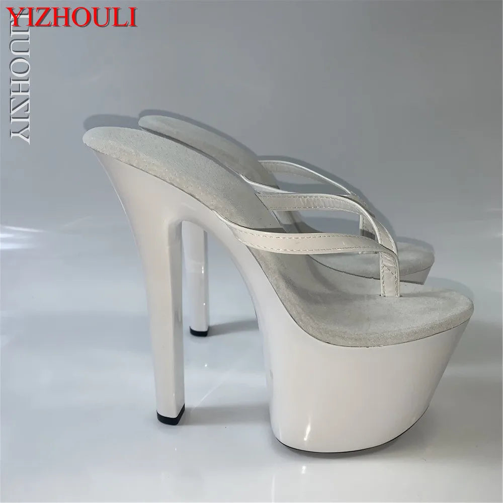 I colori alla moda possono essere personalizzati Infradito da principessa da 15-20 cm, tacchi da discoteca sexy, estate, pantofole a spillo da 6-8 pollici