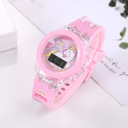 Simpatici orologi per ragazze unicorno con cinturino in silicone con cinturino in silicone Flash Light Orologio per bambini Orologio da donna reloj infantil Relogio Feminino