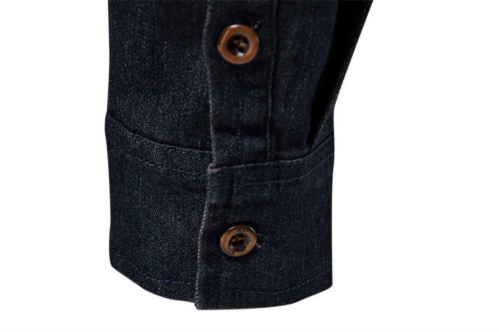 Camicia da uomo in denim di cotone elastico di marca AIOPESON Camicie da cowboy di qualità a maniche lunghe per uomo Abbigliamento casual da uomo slim fit