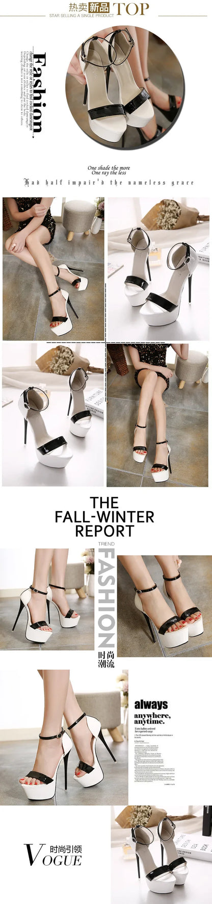 Estate 2025 Moda Color Block 17,5 cm Sandali con tacco ultra alto Scarpe da donna Sexy Open Toe Sandali con plateau con tacco sottile Femmes