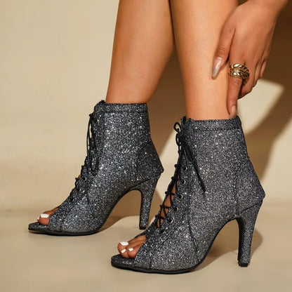 Sandales tendance de haute qualité pour femmes, talons hauts sexy, bout ouvert, chaussures de danse jazz confortables pour l'été et l'intérieur.