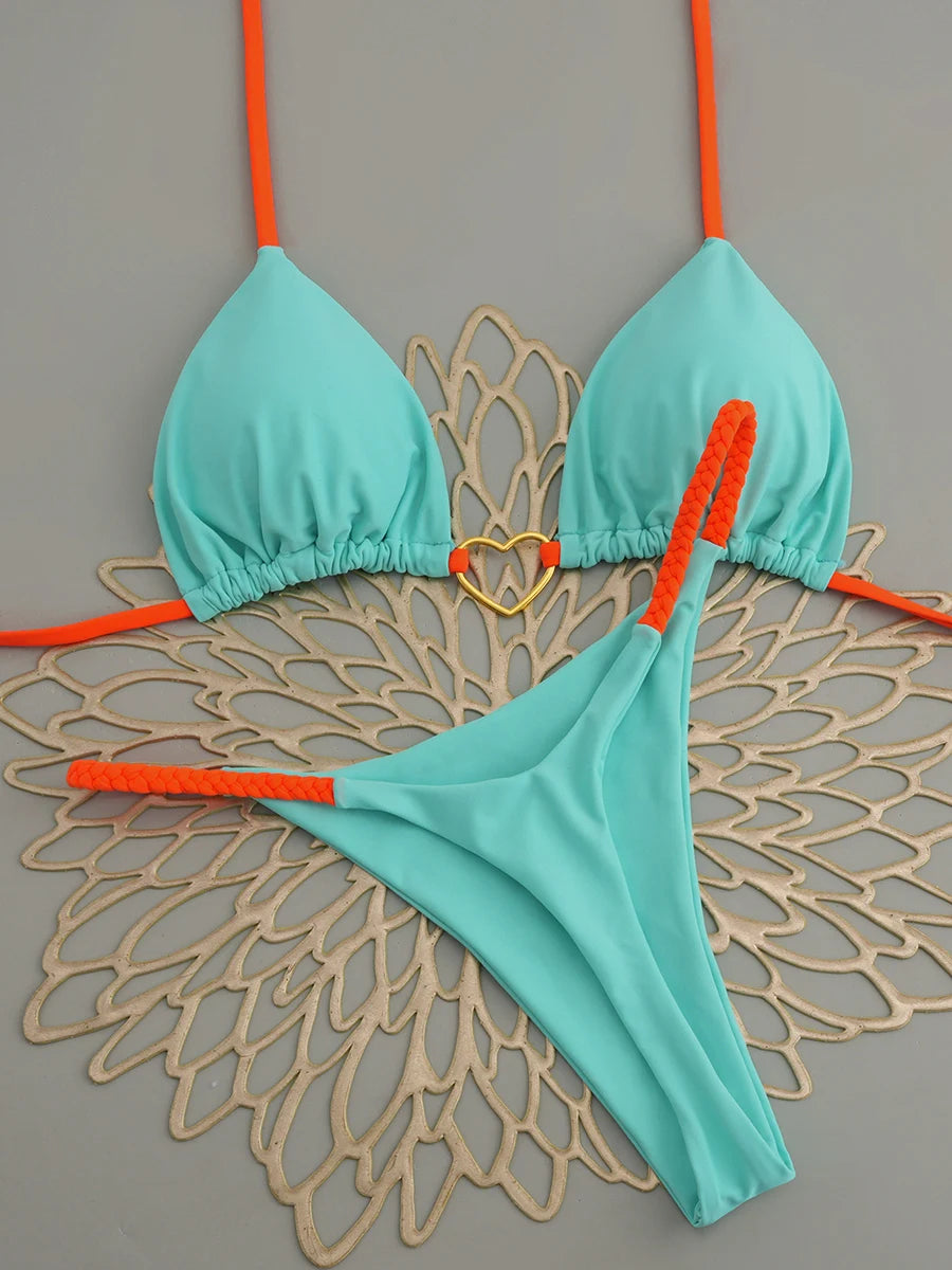 Nouveau maillot de bain brésilien sexy à lacets imprimé pour femmes 2026 Micro maillot de bain dos nu Biquini Maillots de bain Tanga