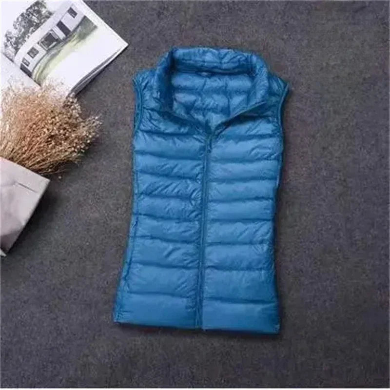 2024 Piumino d'anatra bianco Gilet da donna Autunno Inverno Gilet senza maniche Caldo piumino leggero Top femminili Capispalla
