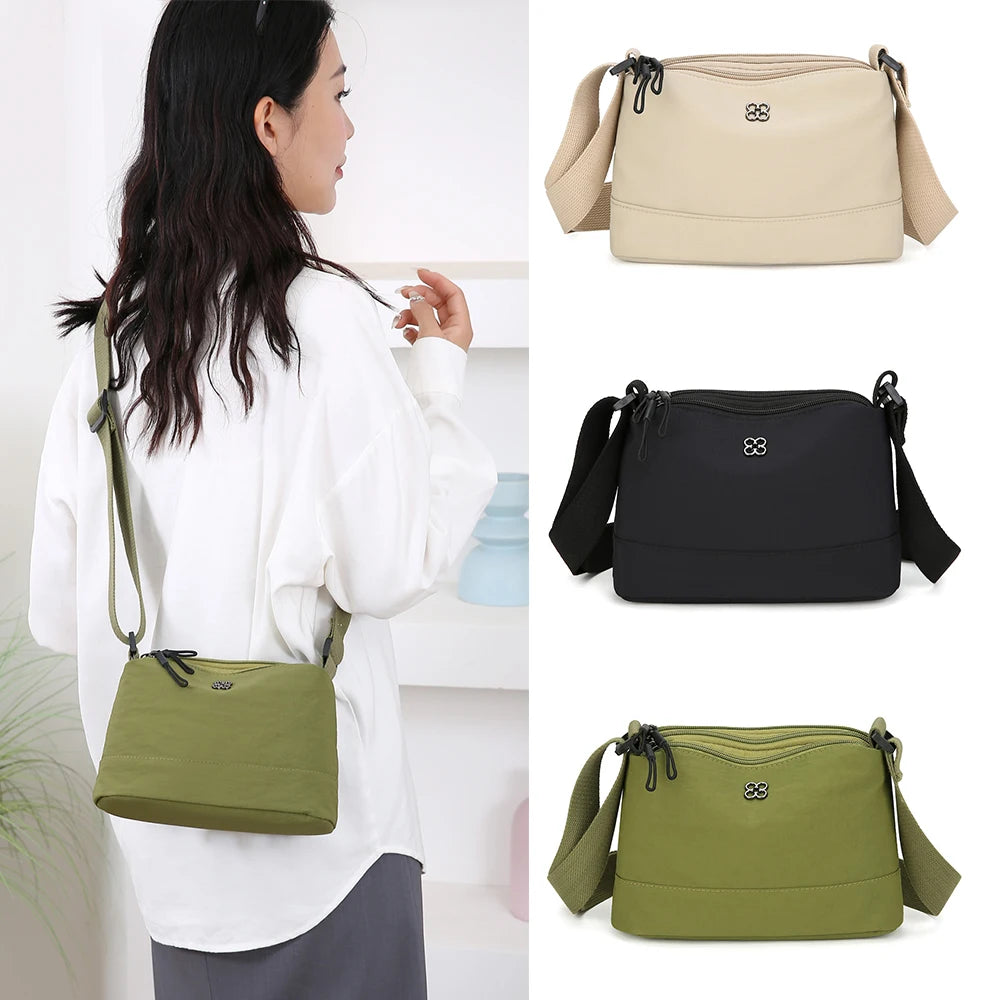Nuova borsa a tracolla da donna in tessuto di nylon morbido Tasche multiple Borsa stile casual Borse a tracolla in tinta unita per ragazze