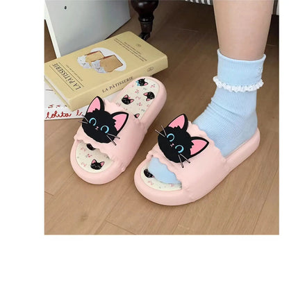 Nuove pantofole vivide da gattino scarpe estive personalizzate da donna donna gatto nero pantofola in EVA scarpe da casa inodore pantofola da spiaggia da bagno