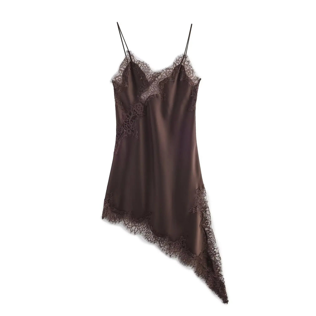 Abito da donna sexy con scollo a V in pizzo, elegante, con collo all'americana e orlo asimmetrico, nuova moda estate 2026, per feste e spiaggia
