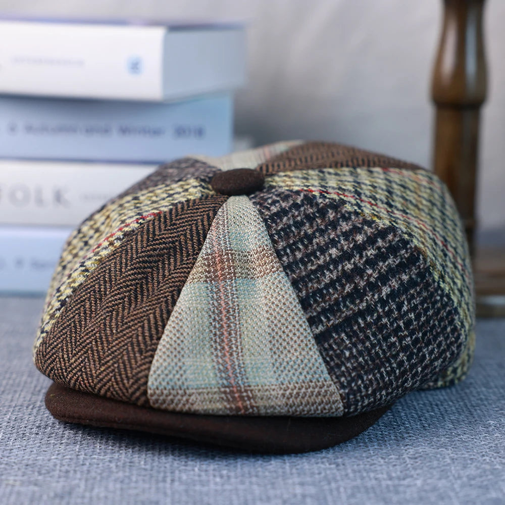 Primavera Autunno Inverno Uomo Classico Splicing Cappelli Ottagonali Retro British Newsboy Cap Gatsby Donna Uomo Berretti Berretto 005