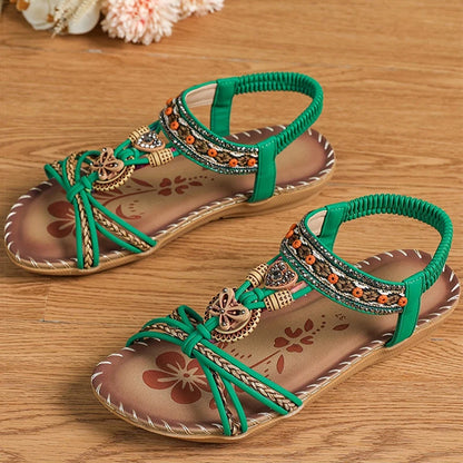 Sandali da donna Sandali estivi stile Boemia Donna Fondo morbido Sandali con tacco basso Scarpe da donna Scarpe antiscivolo Calzature estive