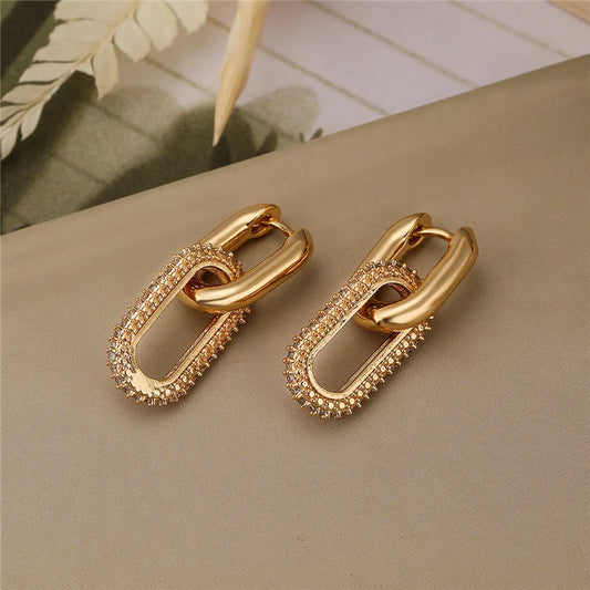 Orecchini pendenti con design retrò a doppio anello Orecchini rotondi geometrici color oro argento per donne Ragazze Punk Hip Hop Gioielli di moda G