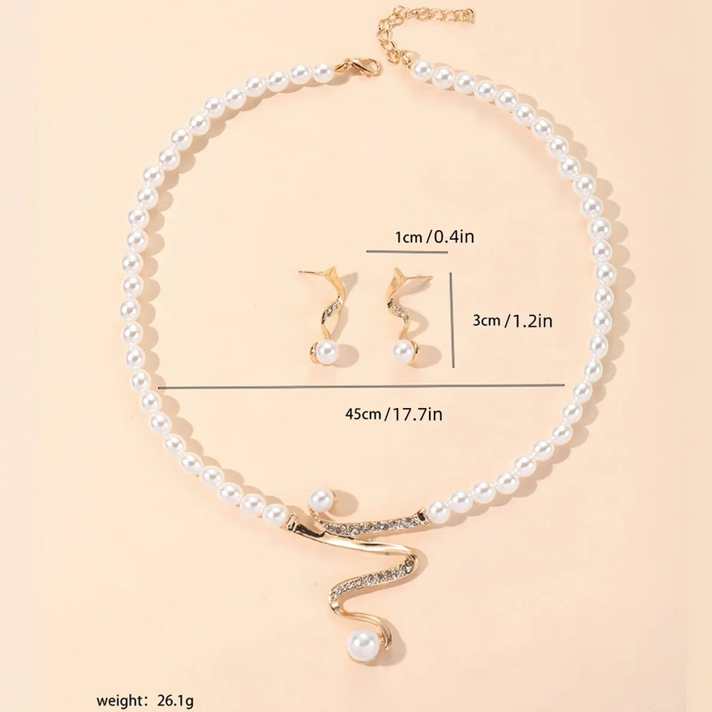 1 set di nuove donne da sposa festa di nozze imitazione perla strass collana orecchini set di gioielli