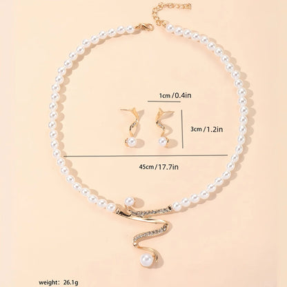 1 set di nuove donne da sposa festa di nozze imitazione perla strass collana orecchini set di gioielli
