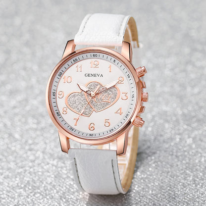 1/4PCSt Orologi da donna alla moda Orologio al quarzo con quadrante a cuore Cinturino in pelle casual Orologi da polso da donna Reloj Mujer (senza scatola)