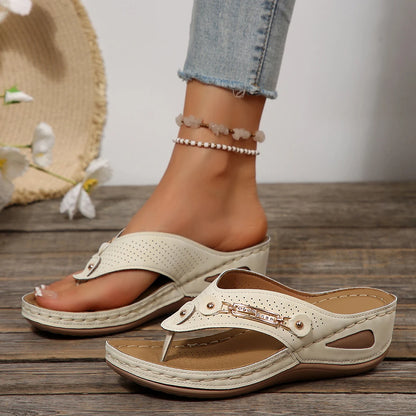 Orthopädische Damensandalen Sommer Orthopädische Flip-Flops mit Fußgewölbestütze Rutschfeste Hausschuhe mit dicker Sohle für den täglichen Gebrauch am Strand