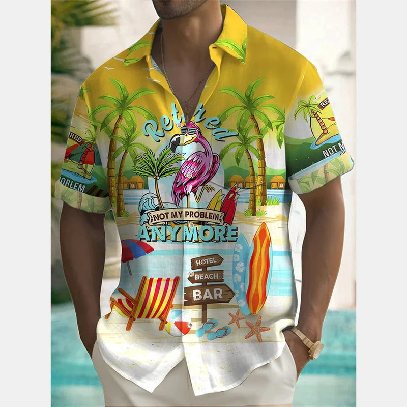 Camicie hawaiane casual con stampa 3D moda estiva da uomo Divertenti camicie con bottoni a maniche corte con grafica giraffa carina Trend Street Y2k