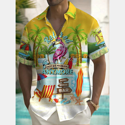 Camicie hawaiane casual con stampa 3D moda estiva da uomo Divertenti camicie con bottoni a maniche corte con grafica giraffa carina Trend Street Y2k