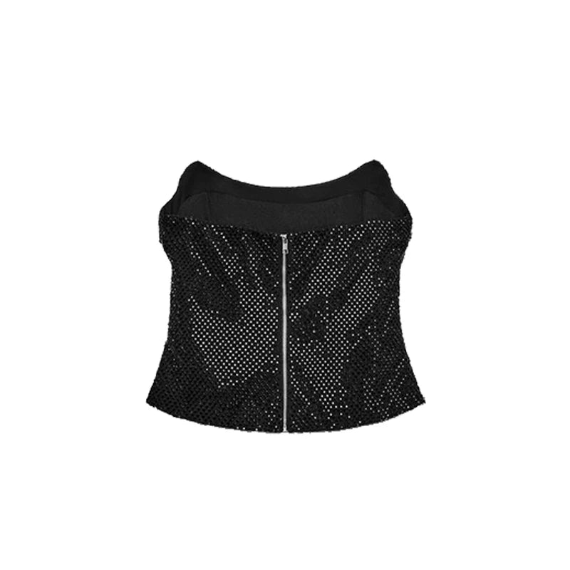 Abito da festa in pelle con ritaglio sexy Guaina senza maniche Lunghezza pavimento Scava fuori Bustier Abito aderente Abiti da sera con cerniera divisa sul retro