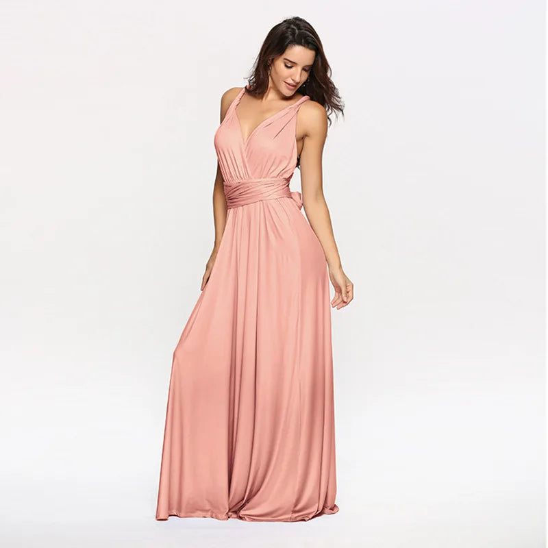 Abito formale da donna elegante da sera lungo con scollo a V profondo abito convertibile multistrato maxi abiti greci abito da festa di nozze