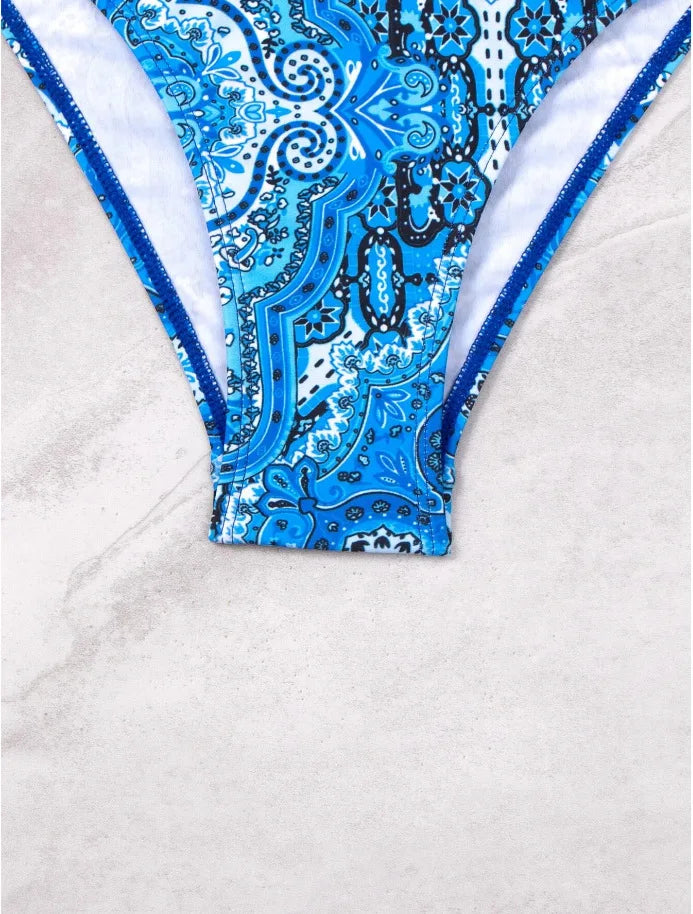 Costume da bagno bikini push-up halter stampato 2026 da donna, sexy, con spalline, per il mare e la piscina