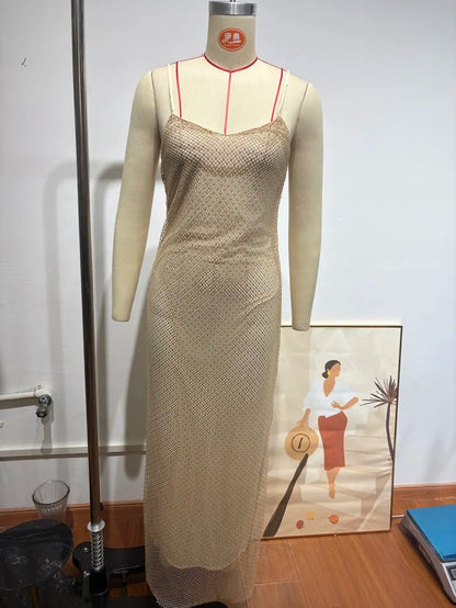 Abito corto senza maniche scintillante da donna con tutti i strass Abiti sexy senza spalline alla moda per donna Estate Nuovo outfit streetwear