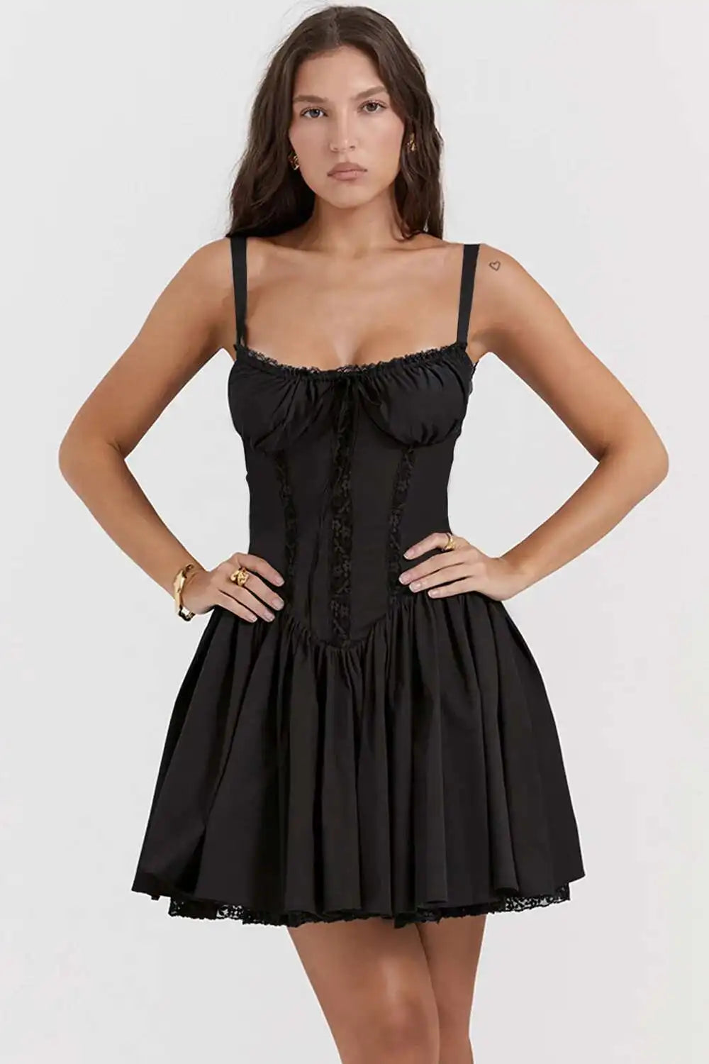 Townlike Lace Patchwork a-line Dress Women Spaghetti Strap Mini 2024 Sping Summer Dress Backless Nightclub abiti da festa Sexy