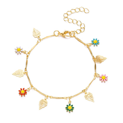 Bracciale con fiori margherita dolce Personalità della moda Bracciale con ciondoli con fiori estetici minimalisti per le donne Regalo di gioielli per feste di nozze