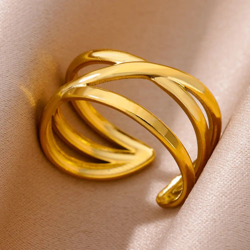Anelli in acciaio inossidabile 316L per le donne Colore oro Non sbiadisce mai Anelli classici di lusso Anelli per coppie di nozze Gioielli Spedizione gratuita