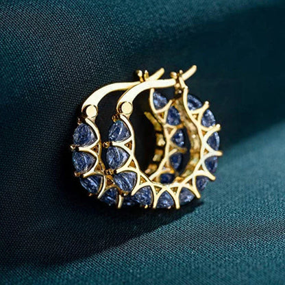 Huitan Orecchini a cerchio da donna unici intarsiati con zirconi brillanti Accessori speciali alla moda Gioielli per la festa nuziale quotidiana