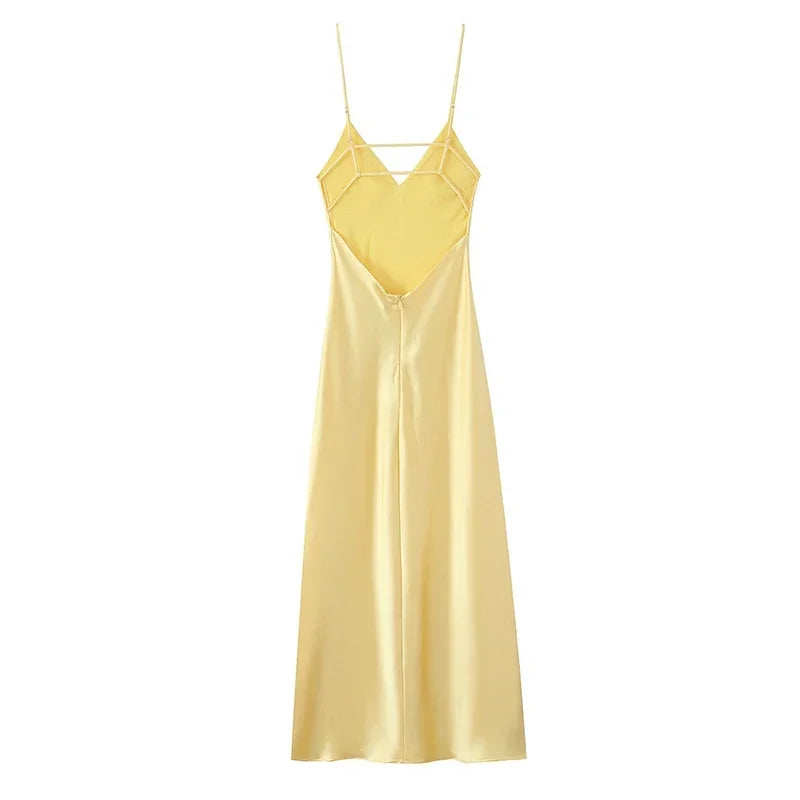 Elegante canotta tinta unita abito lungo slim fit donna moda splicing abiti stringati pieghettati gonna da spiaggia chic per le vacanze da donna