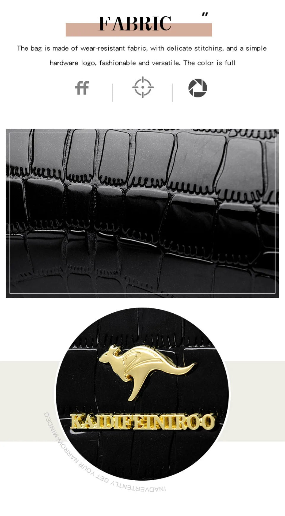 KAIDIFEINIROO Kangaroo Marca Alligator Pu Borsa a tracolla in pelle a tracolla Pochette Borse a mano per la madre Piccole borse da donna Nuovo